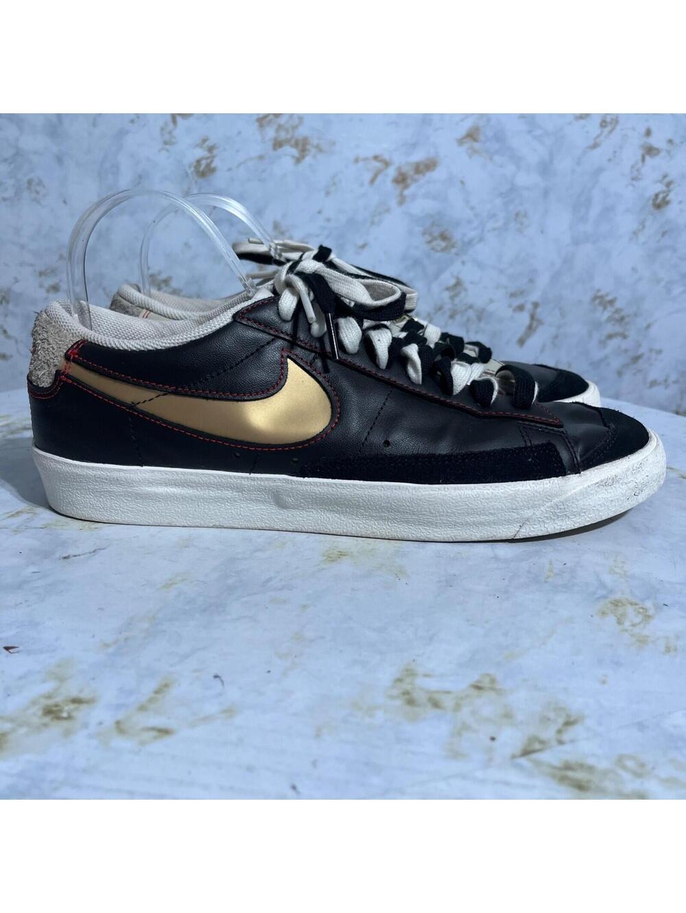 Nike Blazer Low 77 Men's Size 10 Shoes Black Gold Athletic Trainer Sneakers